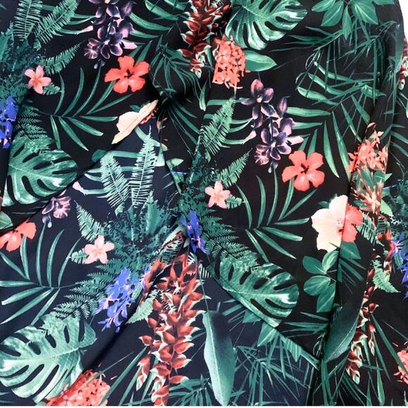 Black Dark Floral Print Wrap Long Maxi Dress Small Sleeveless Beach Tropical - Picture 3 of 15